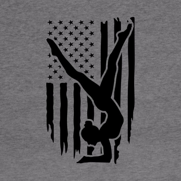 USA American Flag Gymnastics T-Shirt by SeleART